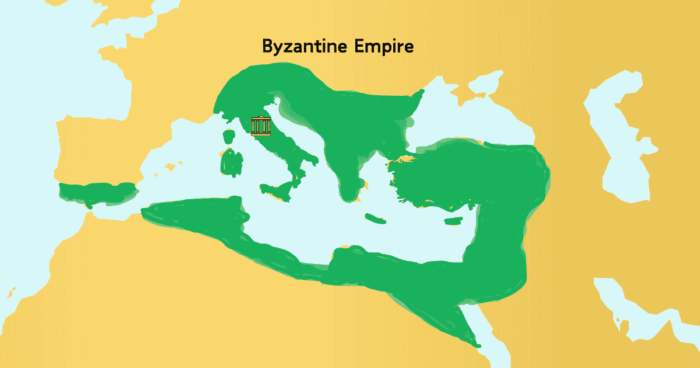 Byzantine Empire, also known as the Eastern Roman Empire Map